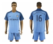 Manchester City #16 Gundogan Home Soccer Club Jersey1
