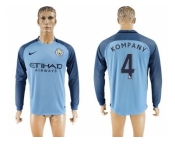 Manchester City #4 Company Home Long Sleeves Soccer Club Jersey1