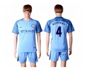 Manchester City #4 Kompany Home Soccer Club Jersey2