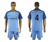 Manchester City #4 Kompany Home Soccer Club Jersey3