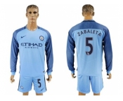 Manchester City #5 Zabaleta Home Long Sleeves Soccer Club Jersey