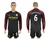 Manchester City #6 Fernando Away Long Sleeves Soccer Club Jersey