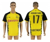 Dortmund #17 Aubameyang Yellow Soccer Club Jersey