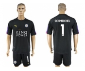 Leicester City #1 Schmeichel Black Goalkeeper Soccer Club Jersey