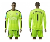 Leicester City #1 Schmeichel Green Long Sleeves Goalkeeper Soccer Club Jersey