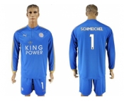 Leicester City #1 Schmeichel Home Long Sleeves Soccer Club Jersey