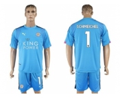 Leicester City #1 Schmeichel Light Blue Goalkeeper Soccer Club Jersey