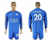 Leicester City #20 Okazaki Home Long Sleeves Soccer Club Jersey
