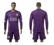 Leicester City Blank Purple Long Sleeves Goalkeeper Soccer Club Jersey
