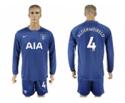 Tottenham Hotspur #4 Alderweireld Away Long Sleeves Soccer Club Jersey