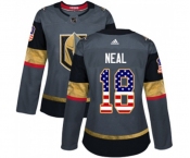 Women Adidas Vegas Golden Knights #18 James Neal Authentic Gray USA Flag Fashion NHL Jersey