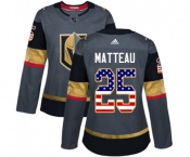 Women Adidas Vegas Golden Knights #25 Stefan Matteau Authentic Gray USA Flag Fashion NHL Jersey