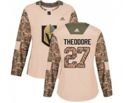 Women Adidas Vegas Golden Knights #27 Shea Theodore Authentic Camo Veterans Day Practice NHL Jersey