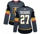 Women Adidas Vegas Golden Knights #27 Shea Theodore Authentic Gray Home NHL Jersey