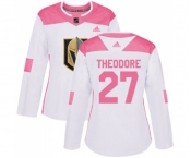 Women Adidas Vegas Golden Knights #27 Shea Theodore Authentic White Pink Fashion NHL Jersey