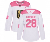 Women Adidas Vegas Golden Knights #28 William Carrier Authentic White Pink Fashion NHL Jersey