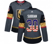 Women Adidas Vegas Golden Knights #30 Malcolm Subban Authentic Gray USA Flag Fashion NHL Jersey