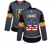 Women Adidas Vegas Golden Knights #33 Maxime Lagace Authentic Gray USA Flag Fashion NHL Jersey