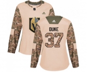 Women Adidas Vegas Golden Knights #37 Reid Duke Authentic Camo Veterans Day Practice NHL Jersey