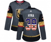 Women Adidas Vegas Golden Knights #38 Tomas Hyka Authentic Gray USA Flag Fashion NHL Jersey