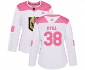 Women Adidas Vegas Golden Knights #38 Tomas Hyka Authentic White Pink Fashion NHL Jersey