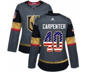 Women Adidas Vegas Golden Knights #40 Ryan Carpenter Authentic Gray USA Flag Fashion NHL Jersey