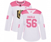 Women Adidas Vegas Golden Knights #56 Erik Haula Authentic White Pink Fashion NHL Jersey
