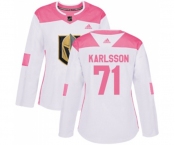 Women Adidas Vegas Golden Knights #71 William Karlsson Authentic White Pink Fashion NHL Jersey