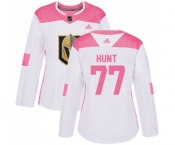Women Adidas Vegas Golden Knights #77 Brad Hunt Authentic White Pink Fashion NHL Jersey