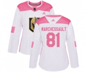 Women Adidas Vegas Golden Knights #81 Jonathan Marchessault Authentic White Pink Fashion NHL Jersey