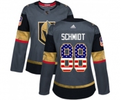 Women Adidas Vegas Golden Knights #88 Nate Schmidt Authentic Gray USA Flag Fashion NHL Jersey