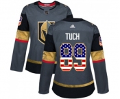 Women Adidas Vegas Golden Knights #89 Alex Tuch Authentic Gray USA Flag Fashion NHL Jersey