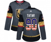Women Adidas Vegas Golden Knights #90 Tomas Tatar Authentic Gray USA Flag Fashion NHL Jersey