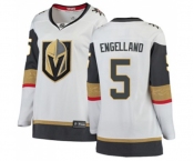 Women Vegas Golden Knights #5 Deryk Engelland Authentic White Away Fanatics Branded Breakaway NHL Jersey