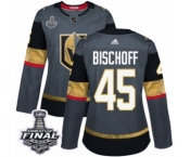 Women's Adidas Vegas Golden Knights #45 Jake Bischoff Authentic Gray Home 2018 Stanley Cup Final NHL Jersey