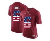 2016 US Flag Fashion Alabama Crimson Tide Blake Sims #6 College Football Diamond Quest Jerseys - Crimson