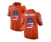 2016 US Flag Fashion Clemson Tigers Wayne Gallman II #9 College Football Limited Jersey - Orange