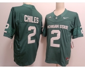 Men's Michigan State Spartans #2 Aidan Chiles Green FUSE College Football Jersey