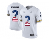 2016 US Flag Fashion-2016 Men's Jordan Brand Michigan Wolverines Charles Woodson #2 College Football Limited Jersey - White