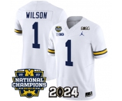 Men's Michigan Wolverines #1 Roman Wilson White 2024 F.U.S.E. With 2023 National Champions Patch Stitched Jersey