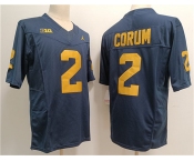 Men's Michigan Wolverines #2 Blake Corum Navy Stitched Jersey