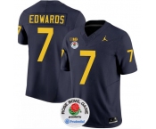 Men's Michigan Wolverines #7 Donovan Edwards 2023 F.U.S.E. Navy Blue Rose Bowl Patch Stitched Jersey