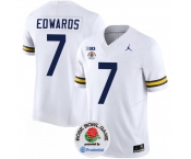 Men's Michigan Wolverines #7 Donovan Edwards 2023 F.U.S.E. White Rose Bowl Patch Stitched Jersey