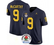 Men's Michigan Wolverines #9 J.J. McCarthy 2023 F.U.S.E. Navy Blue Rose Bowl Patch Stitched Jersey