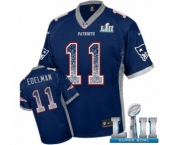 Men's Nike New England Patriots #11 Julian Edelman Elite Navy Blue Drift Fashion Super Bowl LII NFL Jersey