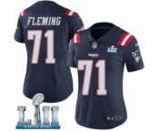 Women's Nike New England Patriots #71 Cameron Fleming Limited Navy Blue Rush Vapor Untouchable Super Bowl LII NFL Jersey