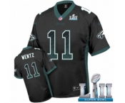 Men's Nike Philadelphia Eagles #11 Carson Wentz Elite Black Drift Fashion Super Bowl LII NFL Jersey