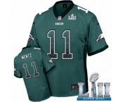 Men's Nike Philadelphia Eagles #11 Carson Wentz Elite Midnight Green Drift Fashion Super Bowl LII NFL Jersey