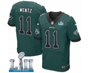 Men's Nike Philadelphia Eagles #11 Carson Wentz Elite Midnight Green Home Drift Fashion Super Bowl LII NFL Jersey