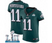 Men's Nike Philadelphia Eagles #11 Carson Wentz Elite Midnight Green Team Color Wentzylvania Super Bowl LII NFL Jersey